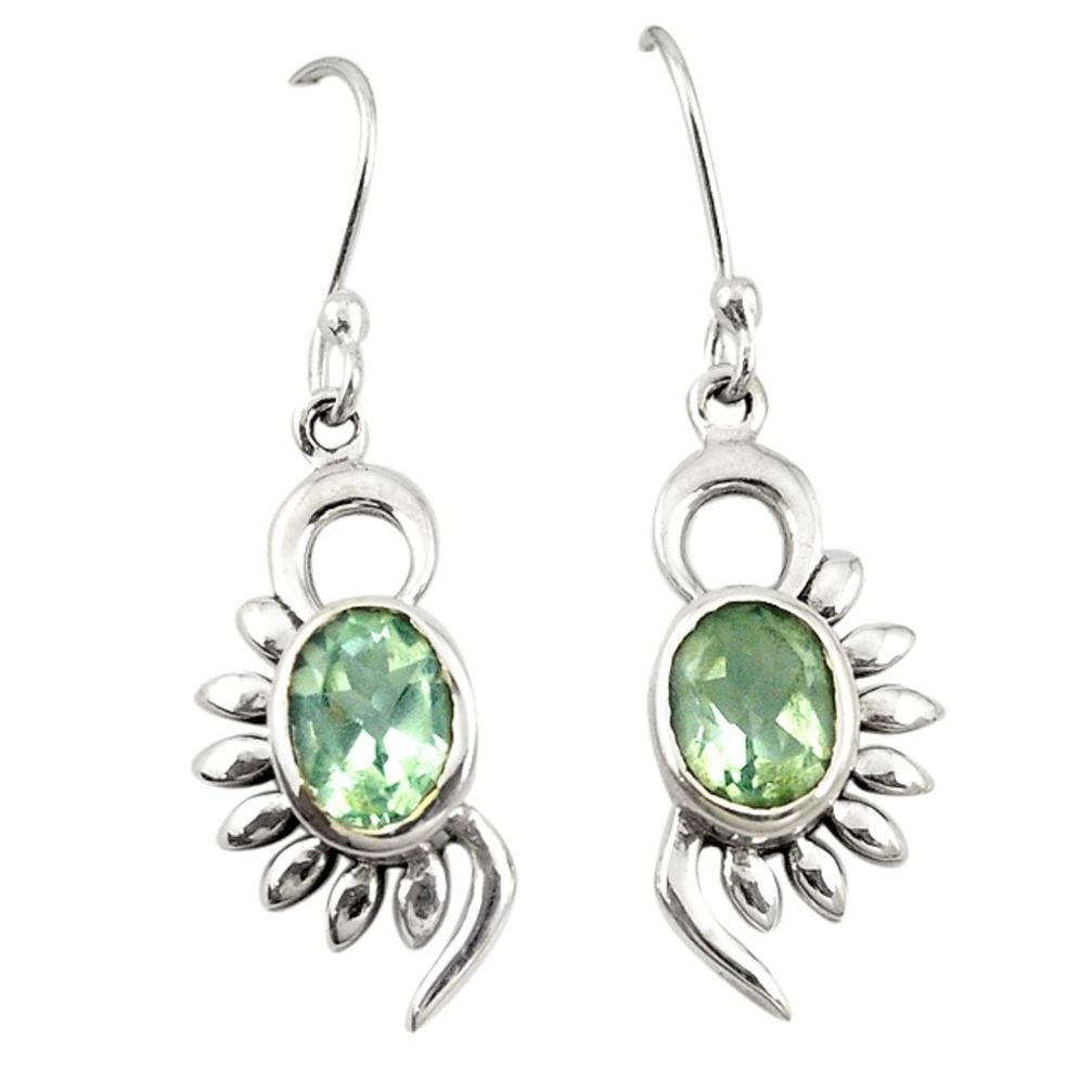 Natural green amethyst 925 sterling silver dangle earrings jewelry d19723
