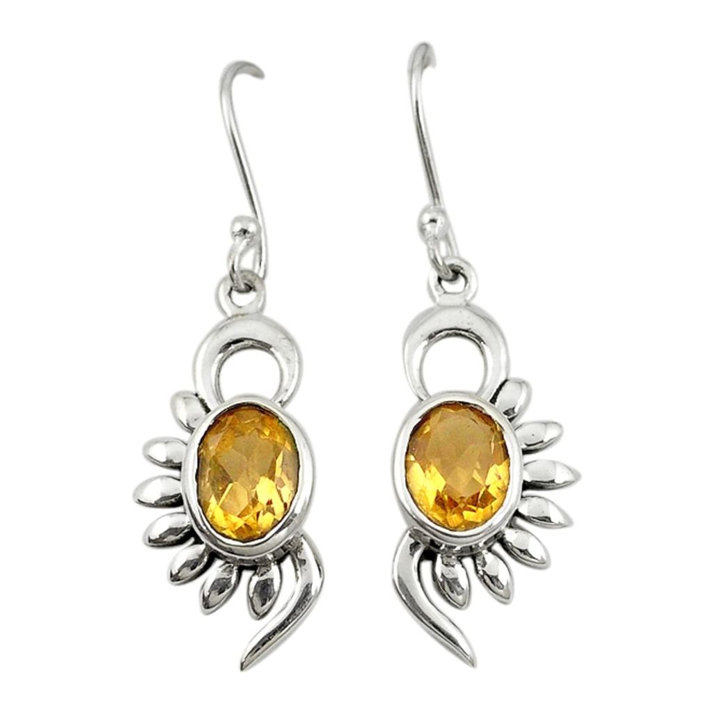 925 sterling silver natural yellow citrine dangle earrings jewelry d19730