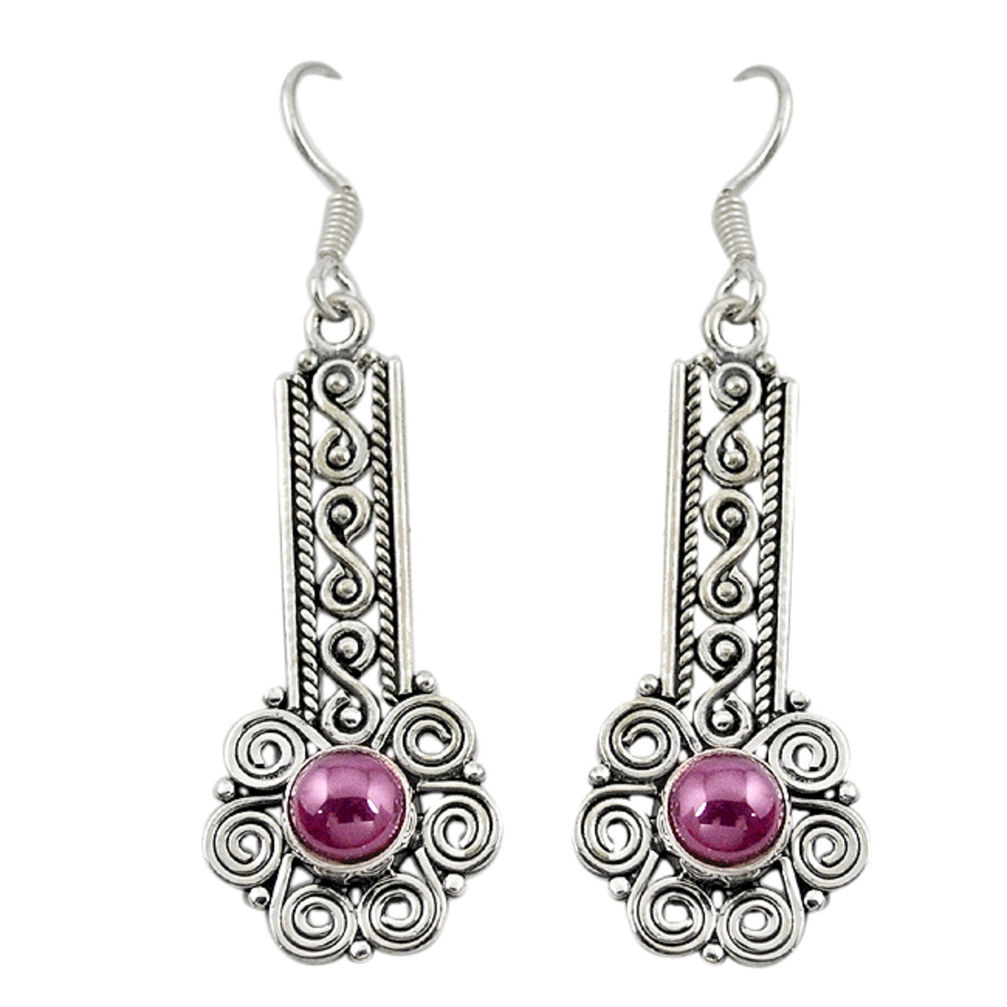 Natural red garnet 925 sterling silver dangle earrings jewelry d19733