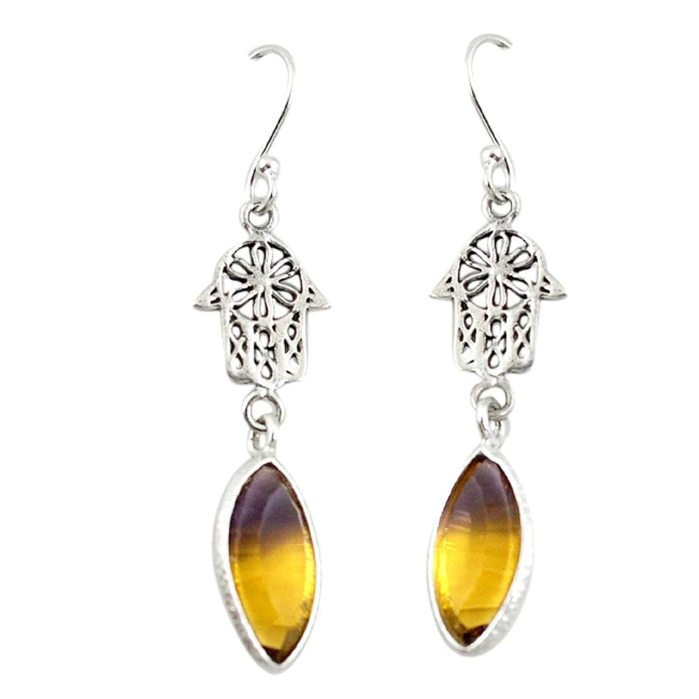 Multi color ametrine (lab) 925 silver hand of god hamsa earrings jewelry d19741