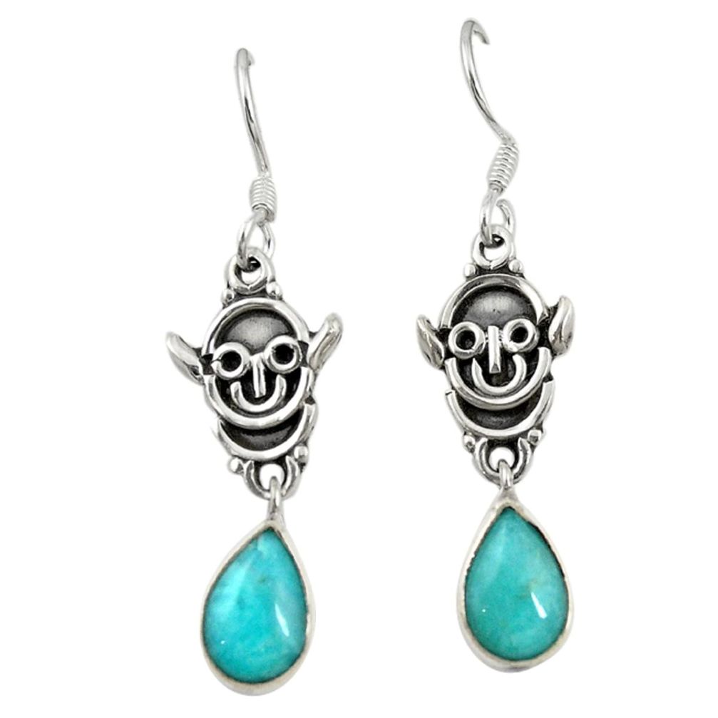 Natural green peruvian amazonite 925 silver dangle earrings jewelry d19776