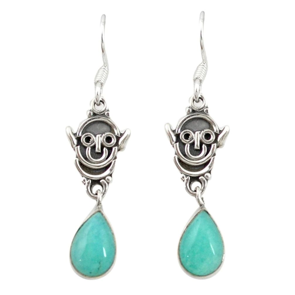 Natural green peruvian amazonite 925 silver dangle earrings jewelry d19786