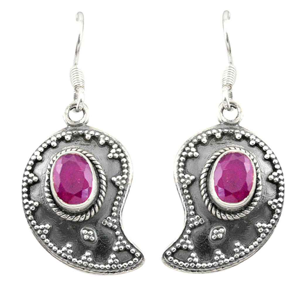 Red ruby quartz 925 sterling silver dangle earrings jewelry d19812