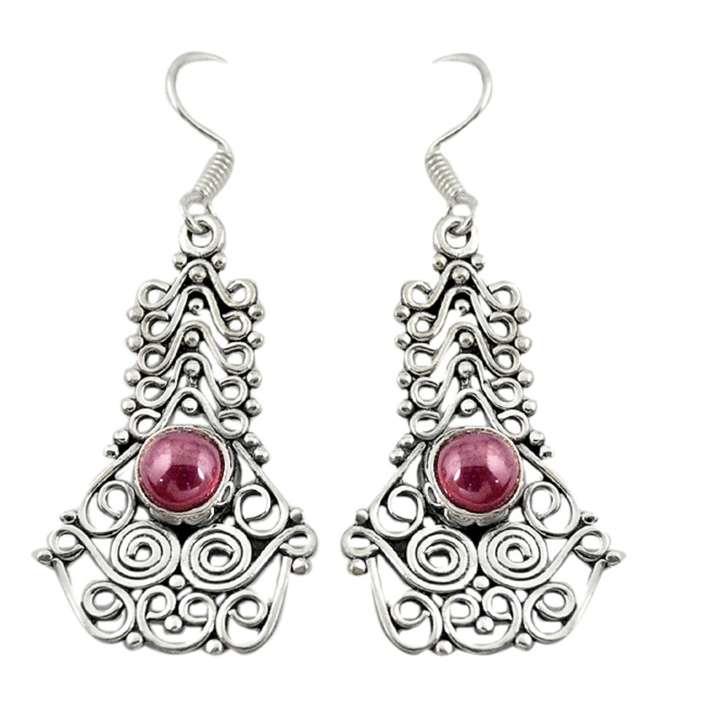 Natural red garnet 925 sterling silver dangle earrings jewelry d19842