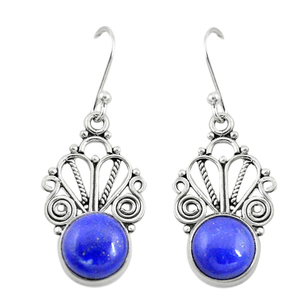 Natural blue lapis lazuli 925 sterling silver dangle earrings d19866