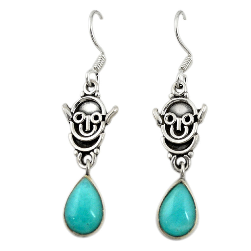 Natural green peruvian amazonite 925 silver dangle earrings jewelry d19887