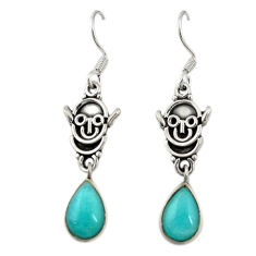 Natural green peruvian amazonite 925 silver dangle earrings jewelry d19887