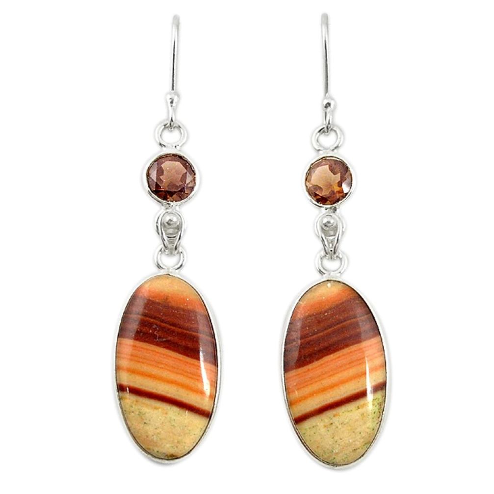 Natural brown wave rolling hills dolomite 925 silver dangle earrings d19952