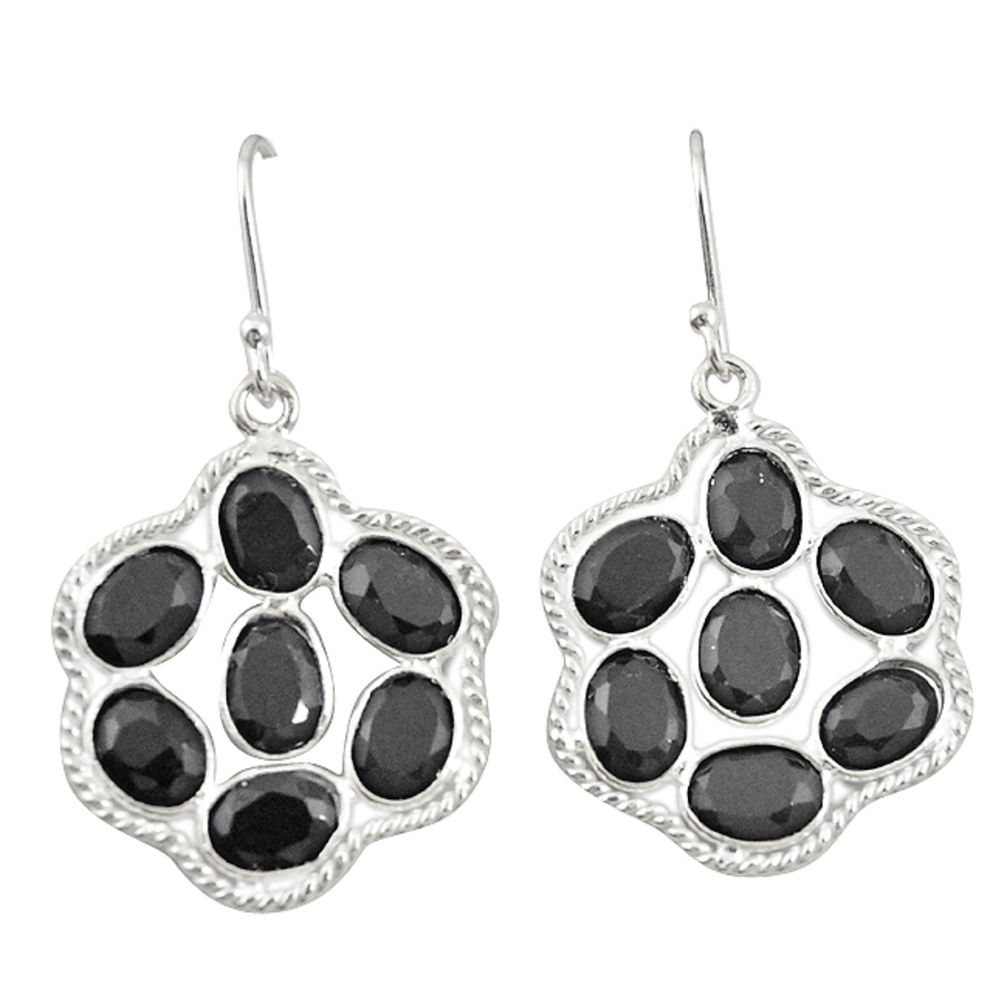 Natural black onyx 925 sterling silver dangle earrings jewelry d19982