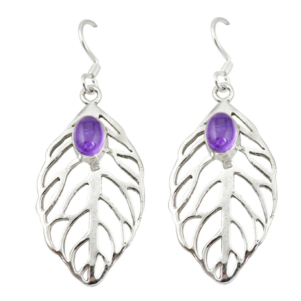 925 sterling silver natural purple amethyst earrings jewelry d20059