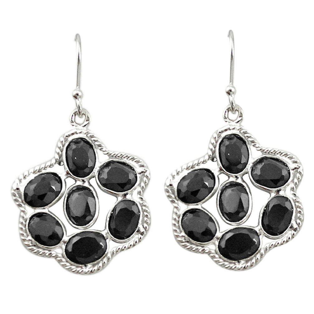 Natural black onyx 925 sterling silver dangle earrings jewelry d20081