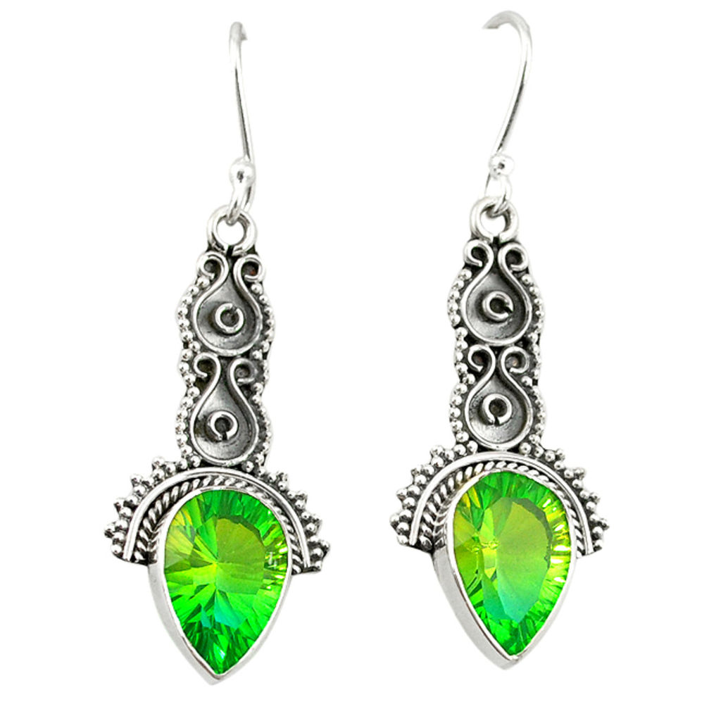 Green tourmaline (lab) 925 sterling silver dangle earrings jewelry d20110
