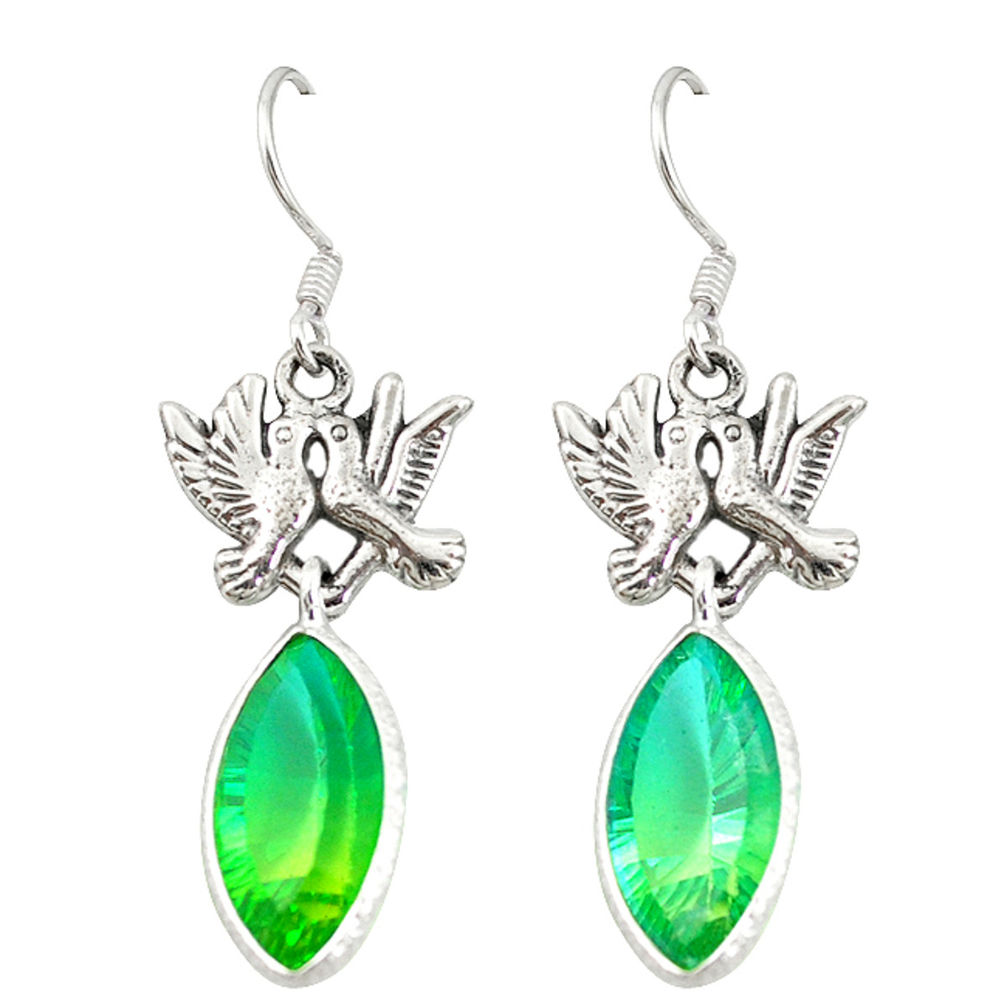 Green tourmaline (lab) 925 sterling silver love birds earrings d20111