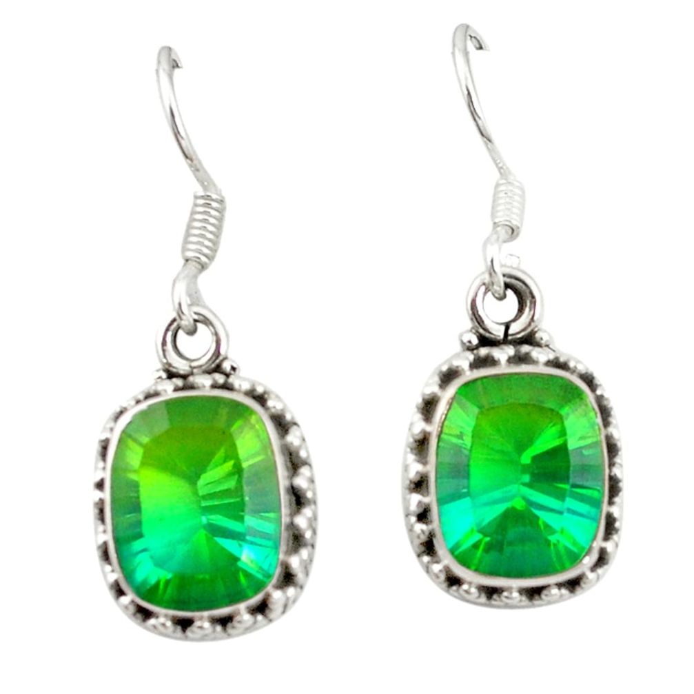 Green tourmaline (lab) 925 sterling silver dangle earrings jewelry d20118