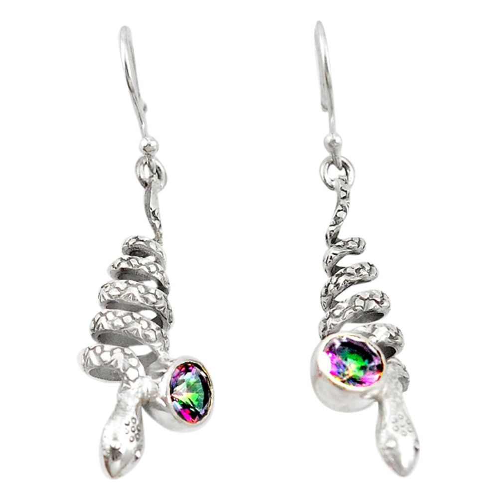 925 sterling silver multi color rainbow topaz snake earrings jewelry d20144