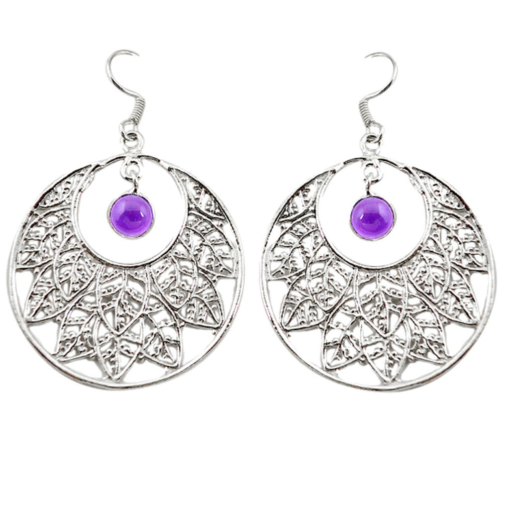 Natural purple amethyst 925 sterling silver dangle earrings jewelry d20145