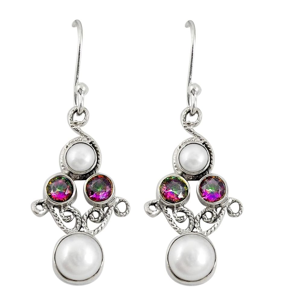 925 silver multi color rainbow topaz pearl dangle earrings jewelry d20516
