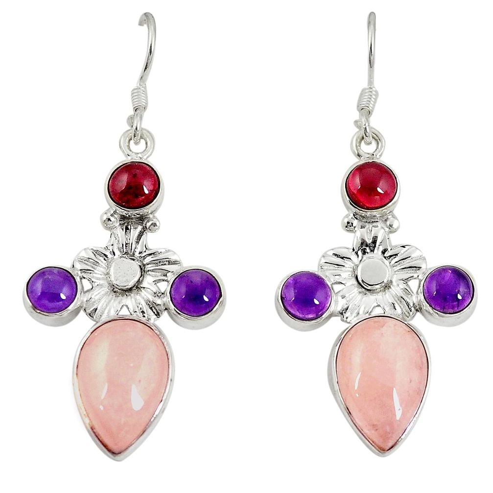 925 silver natural pink morganite amethyst dangle earrings jewelry d20520