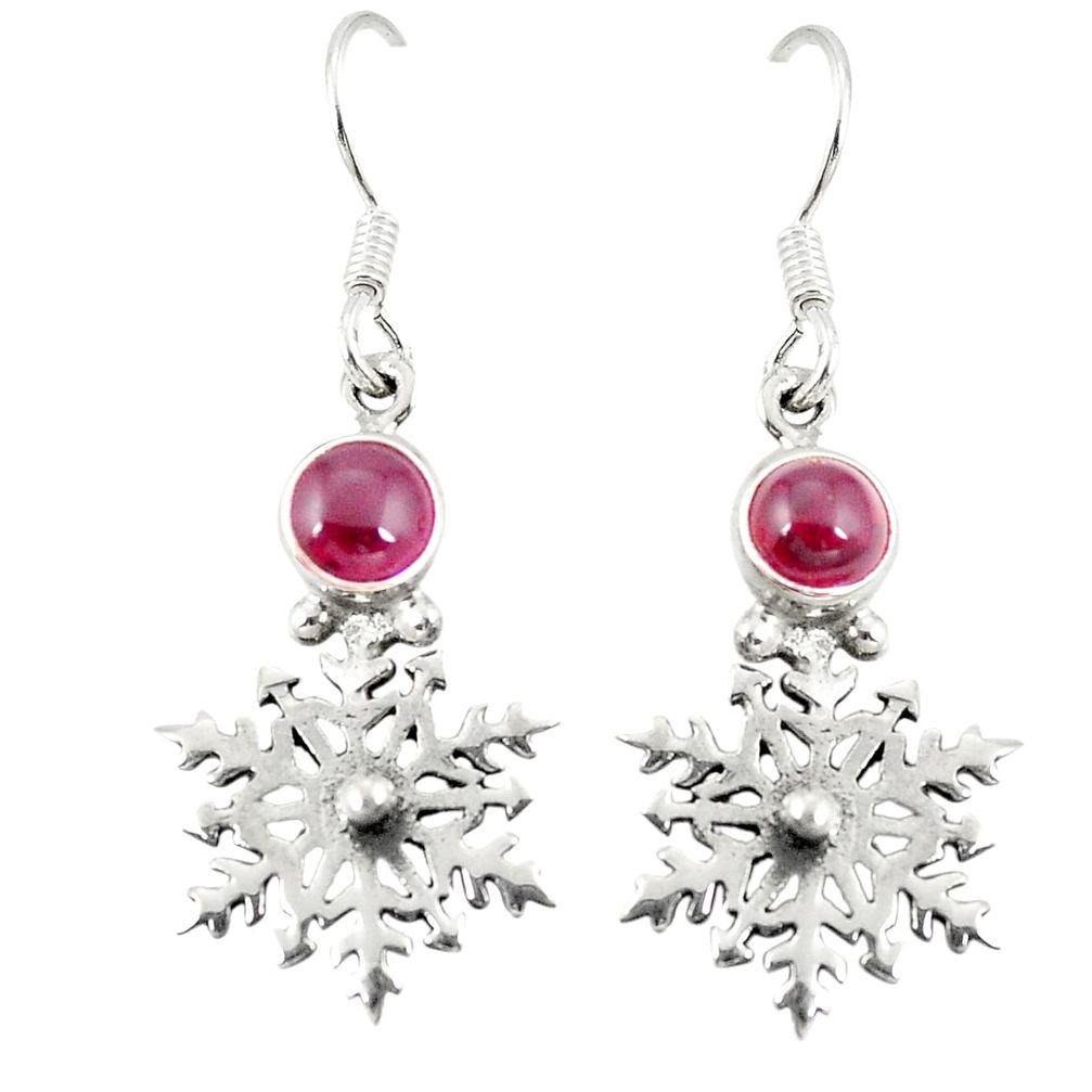 Natural red garnet 925 sterling silver dangle earrings jewelry d20557