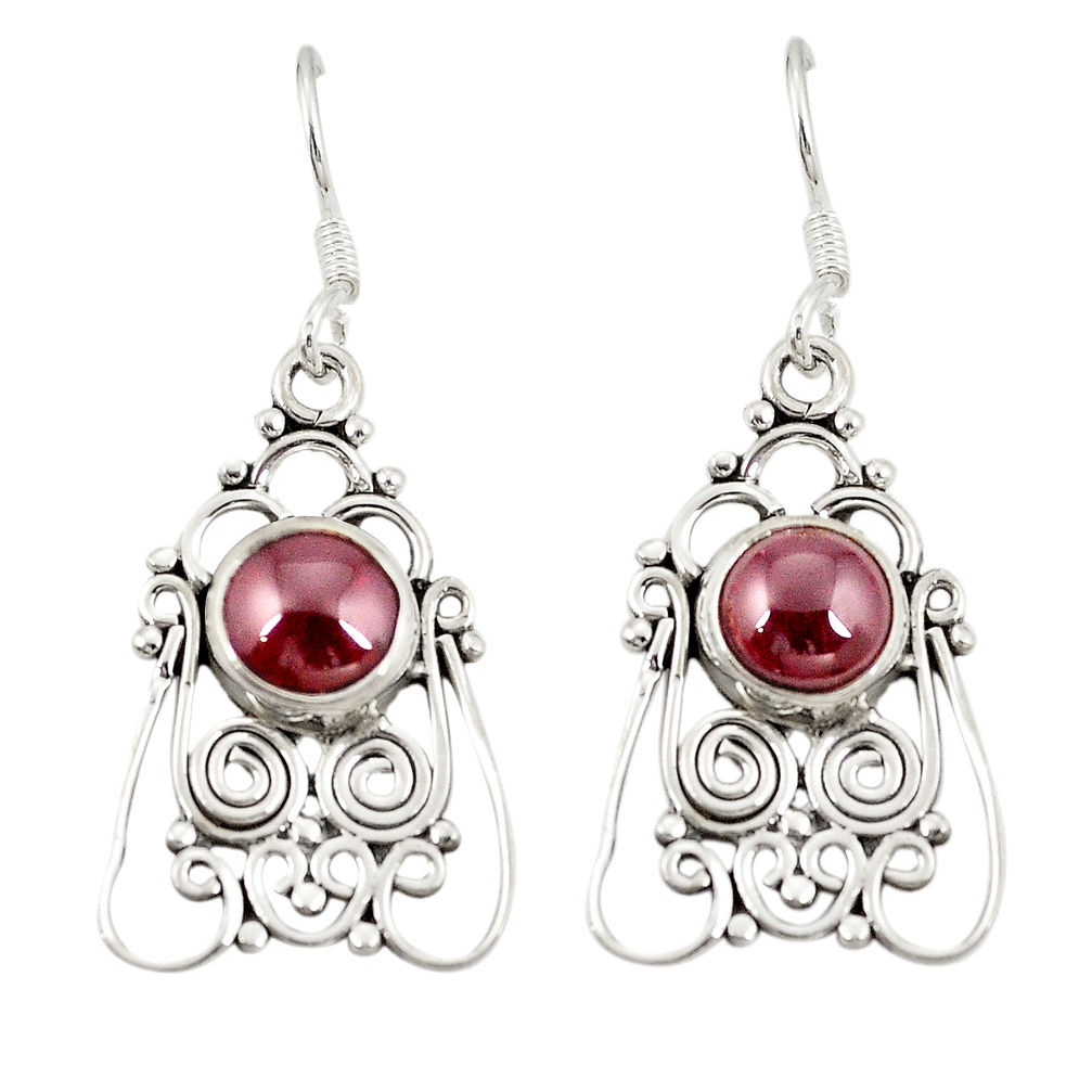 Natural red garnet 925 sterling silver dangle earrings jewelry d20583