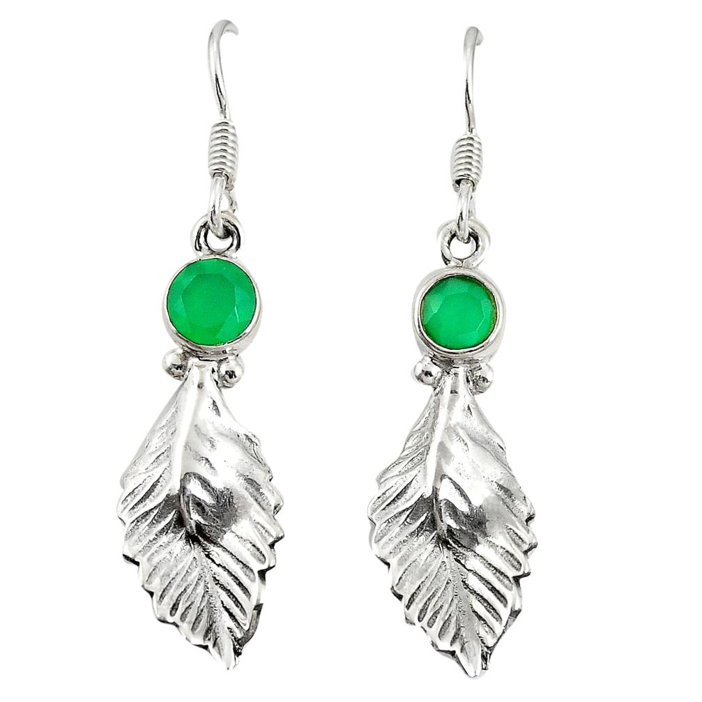 Natural green emerald 925 sterling silver dangle earrings jewelry d20605