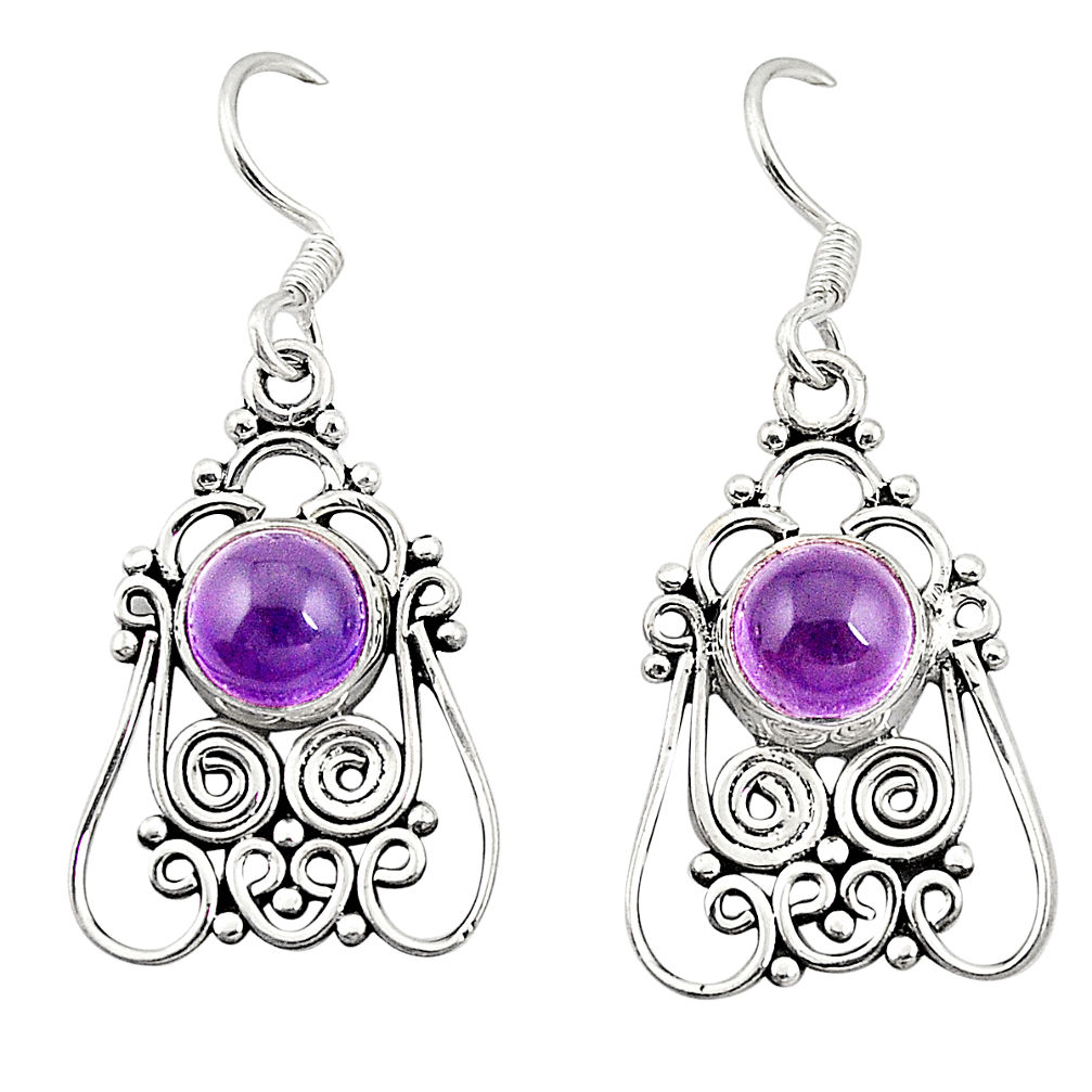 Natural purple amethyst 925 sterling silver dangle earrings jewelry d20843