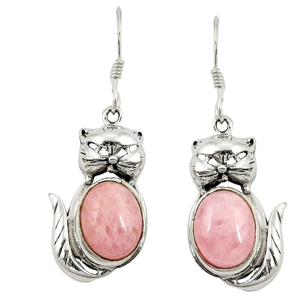 Natural pink morganite 925 sterling silver cat earrings jewelry d22010