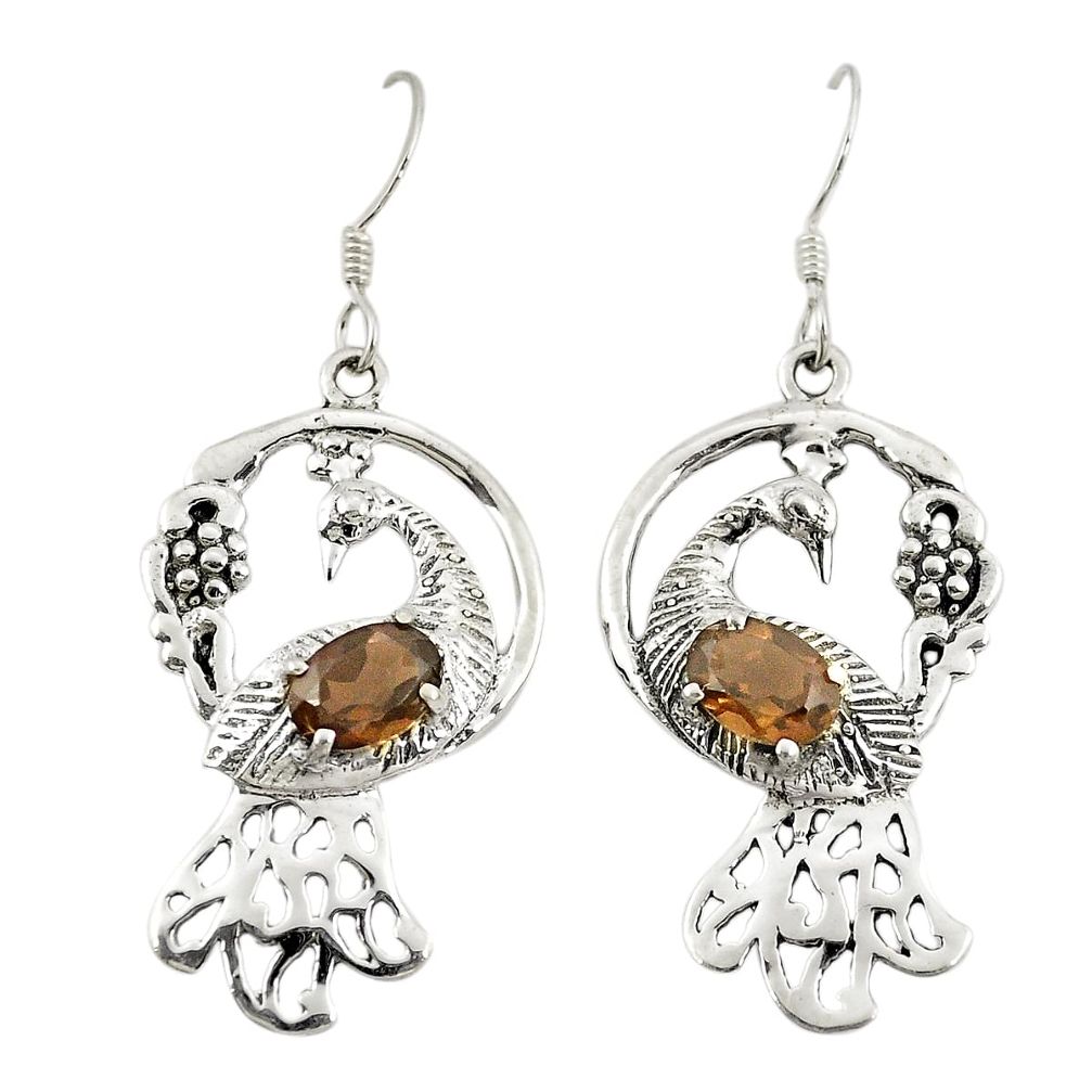 Brown smoky topaz 925 sterling silver dangle earrings jewelry d22018