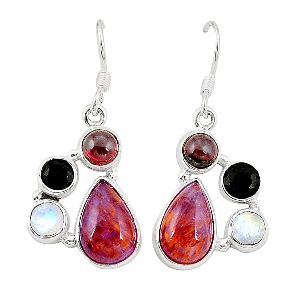Natural purple cacoxenite super seven (melody stone) 925 silver earrings d22069