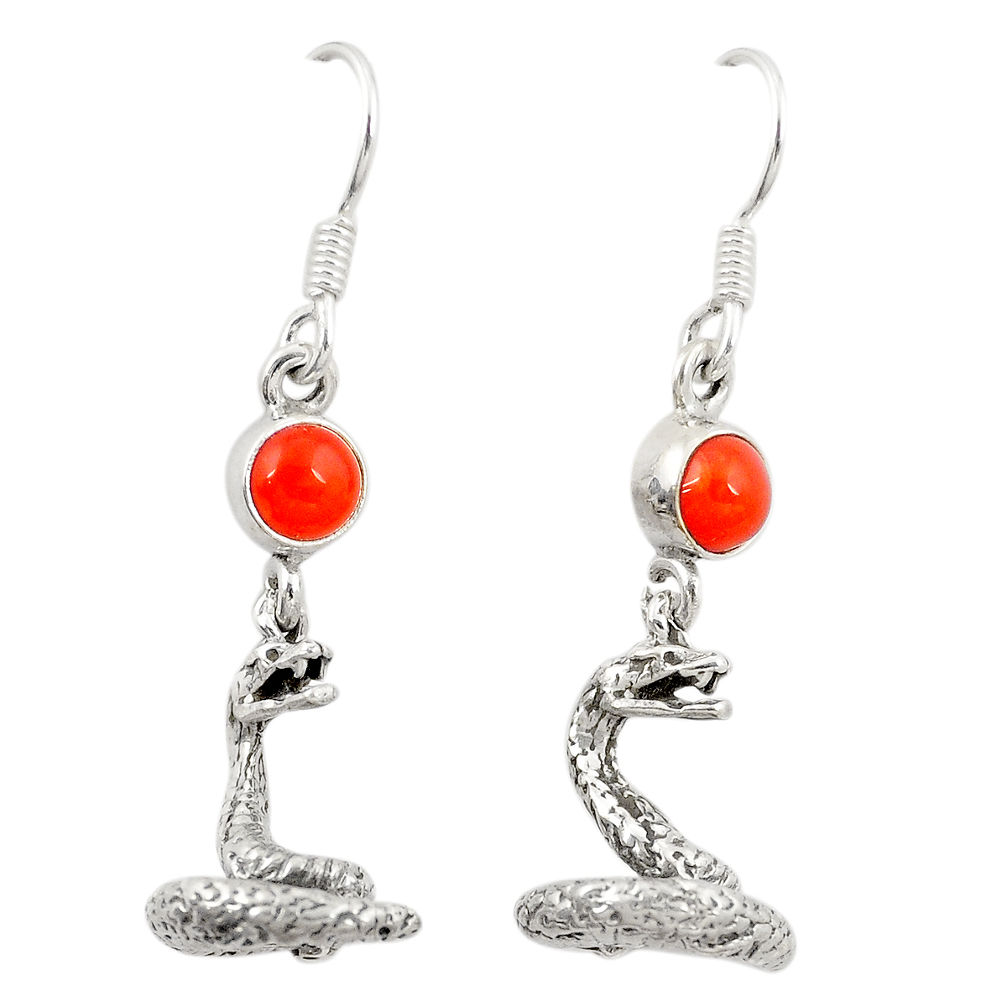 al orange cornelian (carnelian) snake earrings jewelry d22131