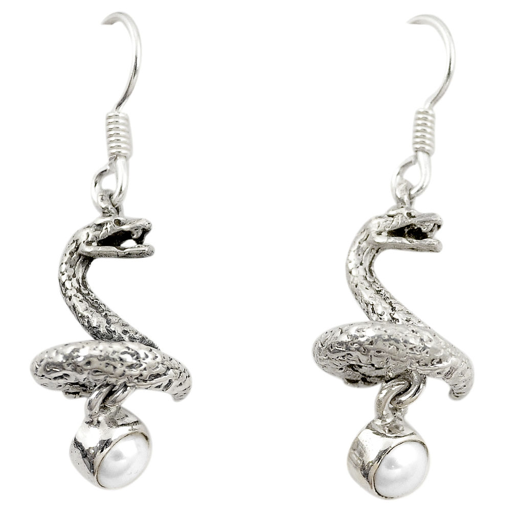 925 sterling silver natural white pearl snake earrings jewelry d22140