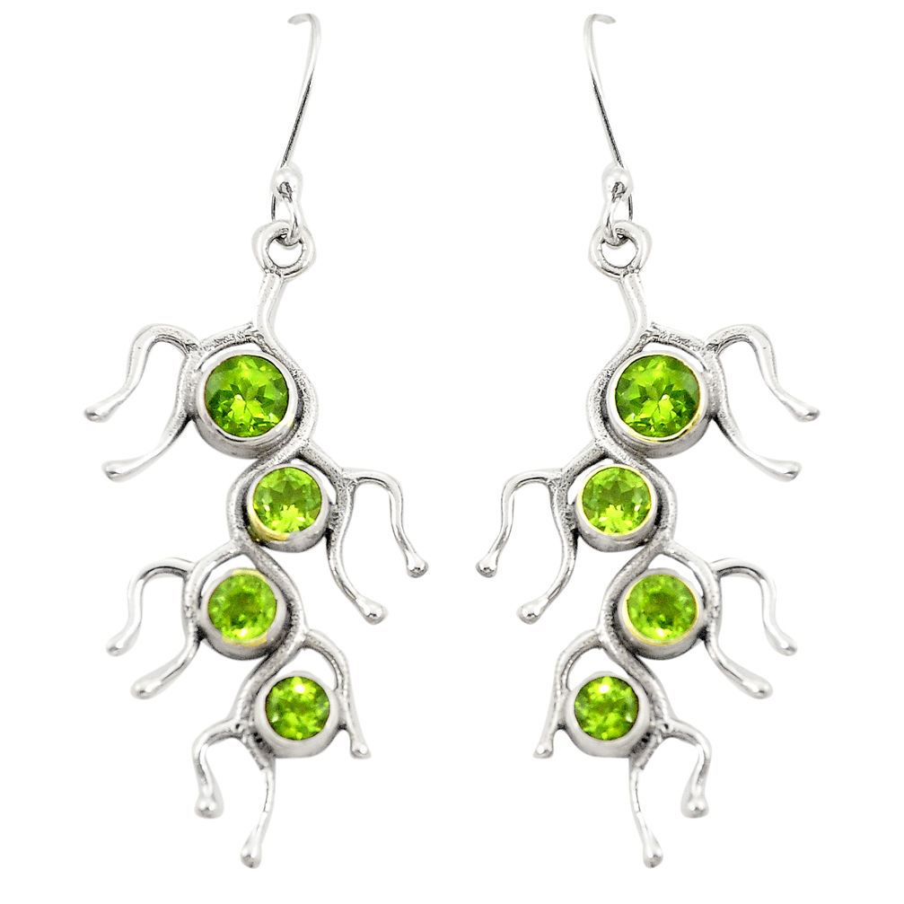 Natural green peridot 925 sterling silver dangle earrings jewelry d22170