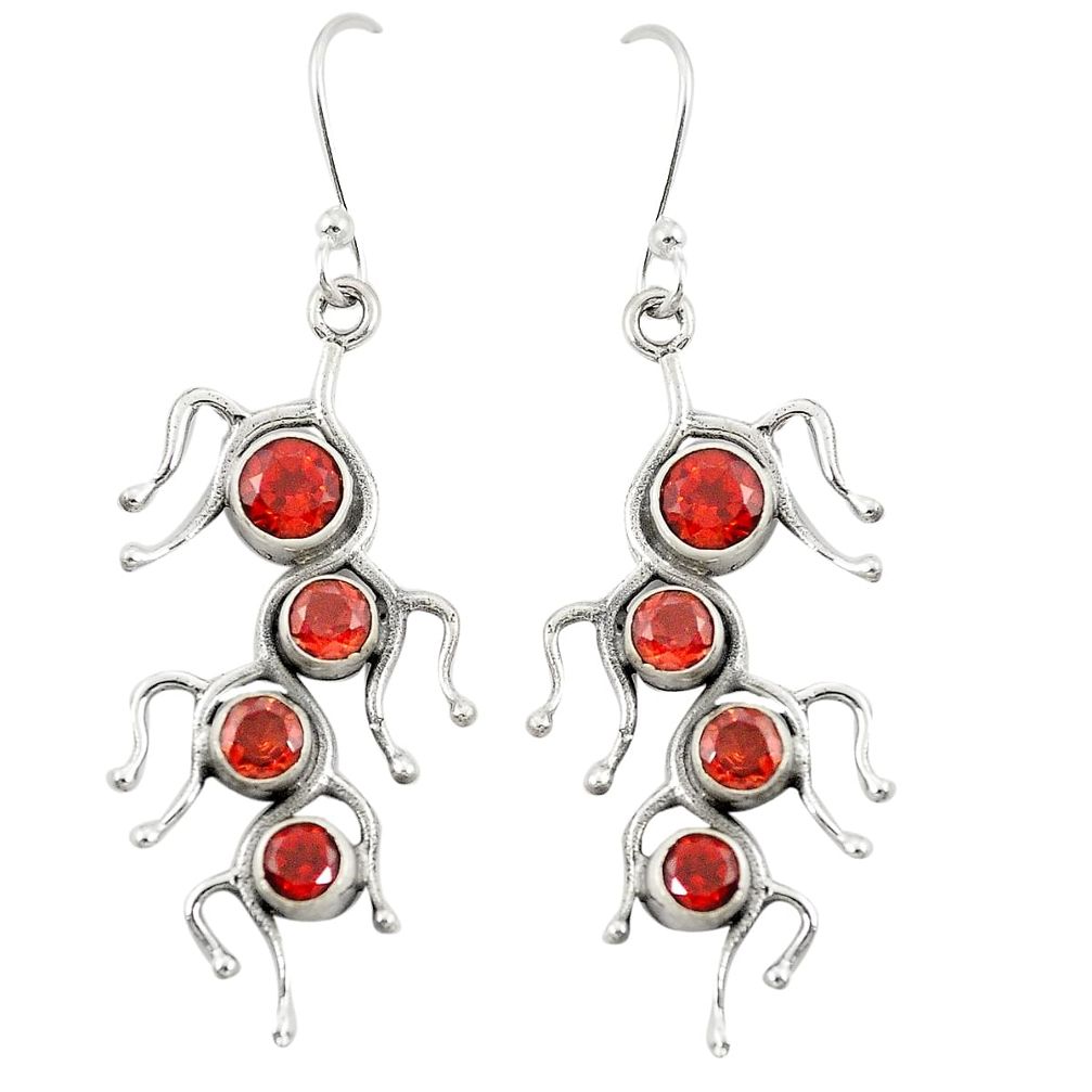 Natural red garnet 925 sterling silver dangle earrings jewelry d22175