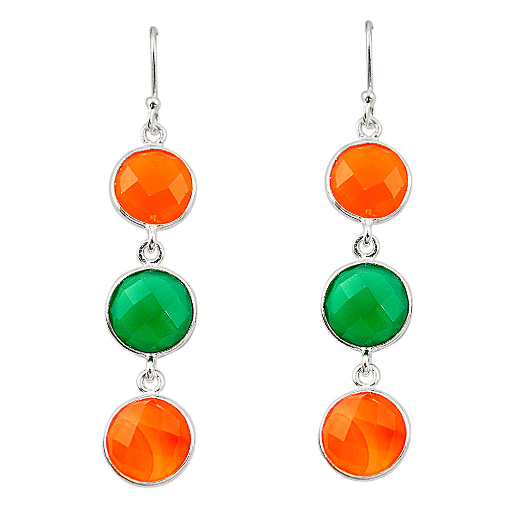 Natural orange cornelian (carnelian) 925 silver dangle earrings d22238