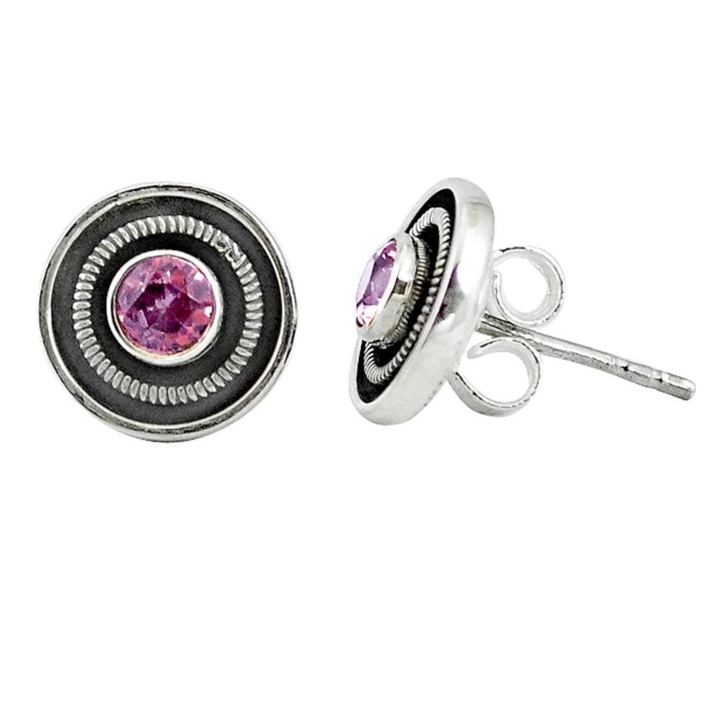 Natural purple amethyst 925 sterling silver stud earrings jewelry d2263