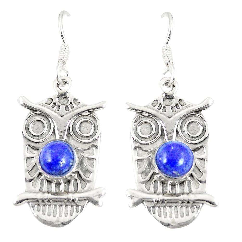 Natural blue lapis lazuli 925 sterling silver dangle earrings d23013