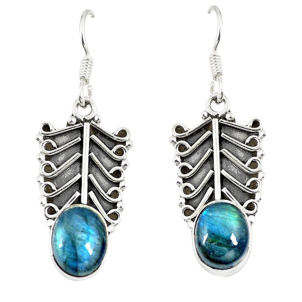 Natural blue labradorite 925 sterling silver dangle earrings jewelry d23023