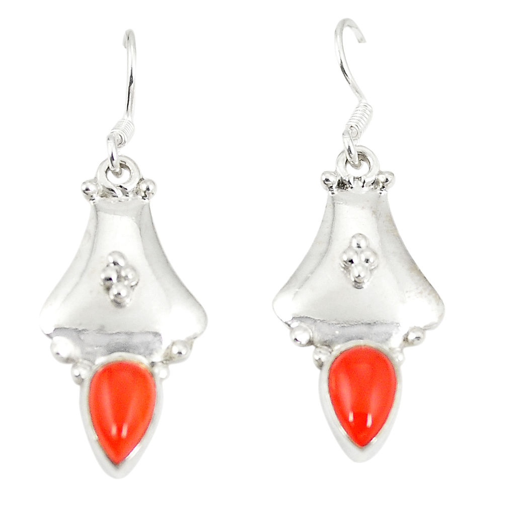 ornelian (carnelian) 925 silver dangle earrings d23031