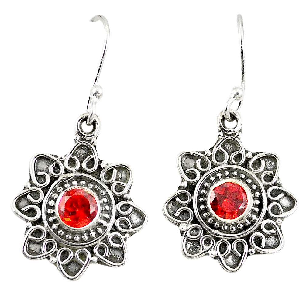 925 sterling silver natural red garnet dangle earrings jewelry d23034