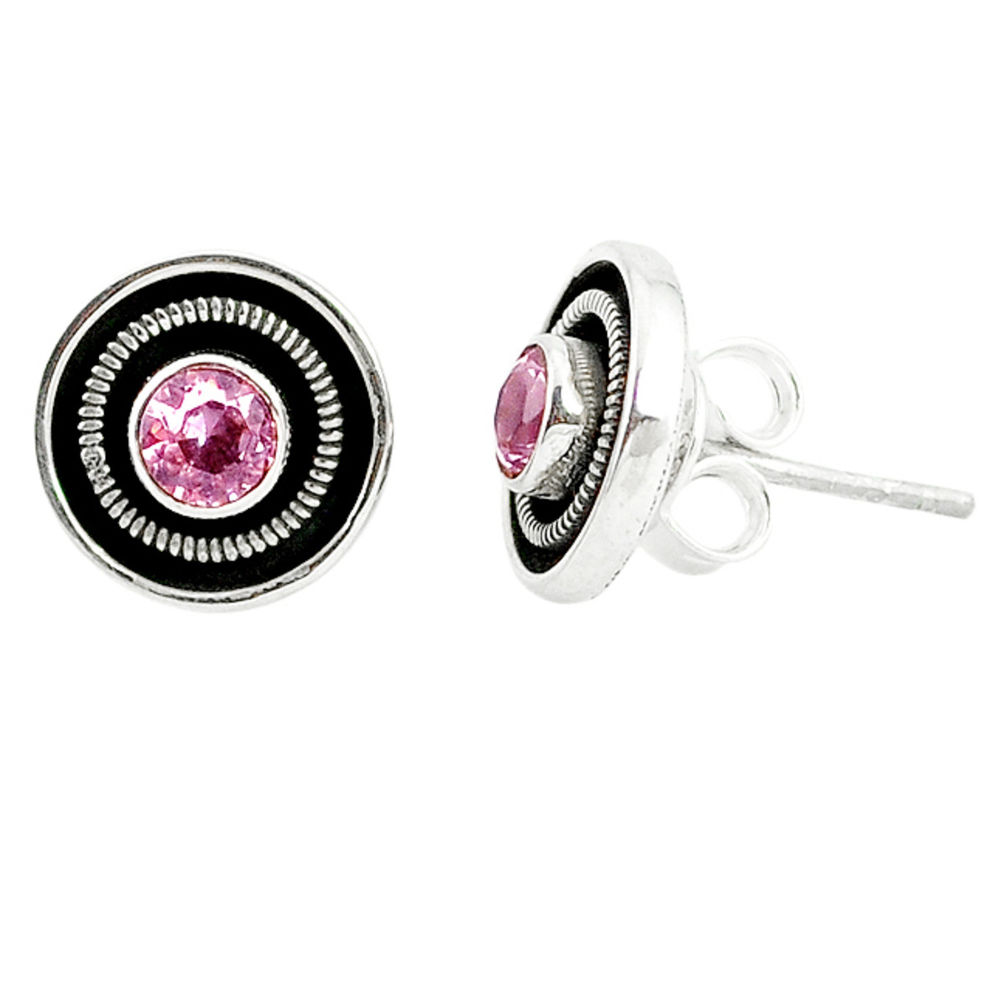 Pink kunzite (lab) 925 sterling silver stud earrings jewelry d2306