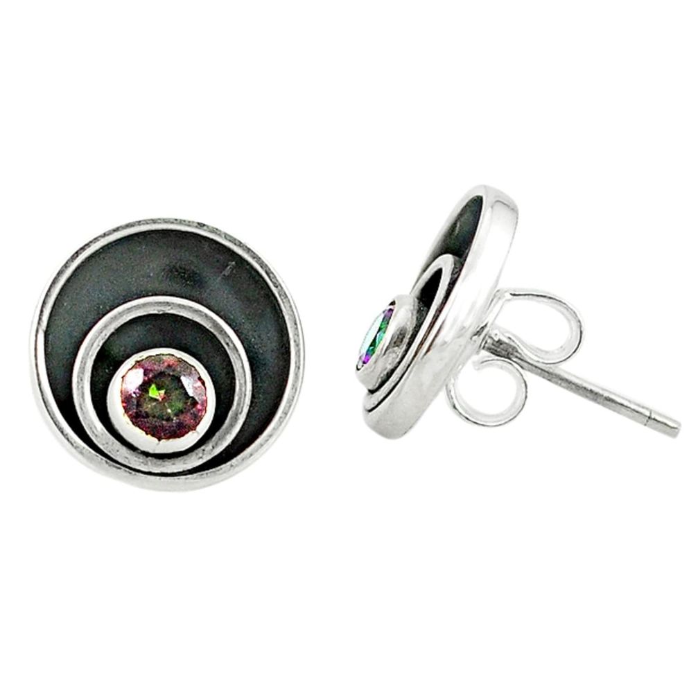 Multi color rainbow topaz 925 sterling silver stud earrings jewelry d2308