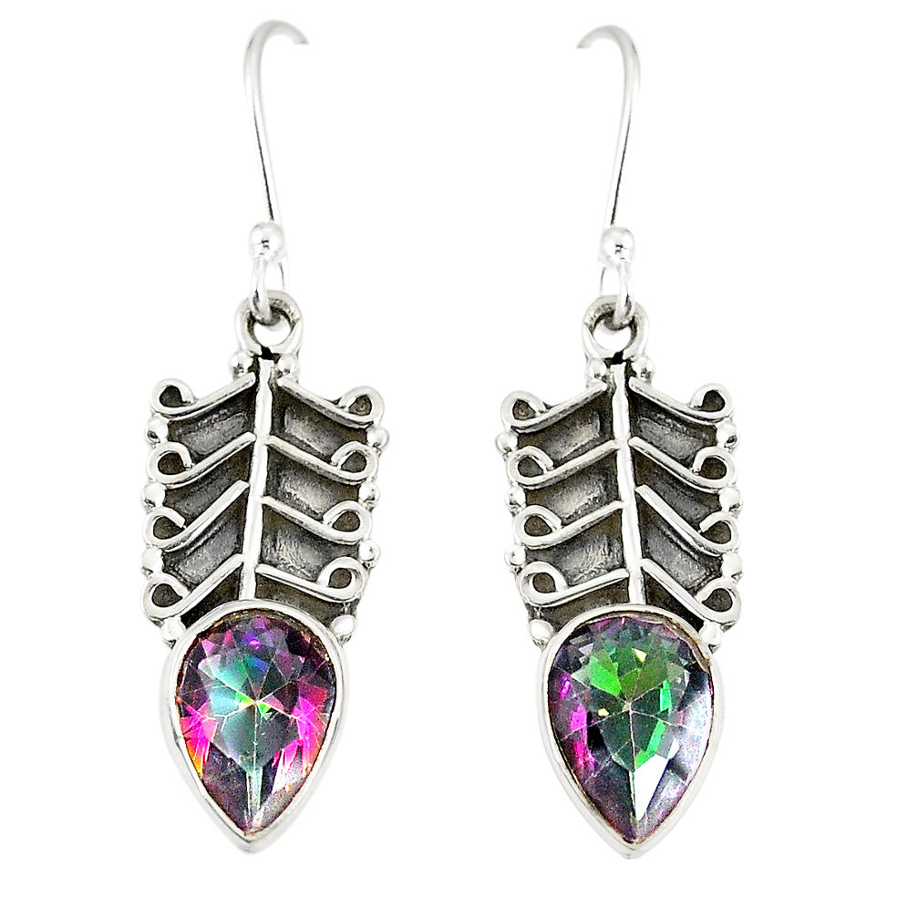 Multi color rainbow topaz 925 sterling silver dangle earrings d23087