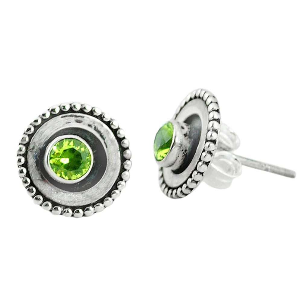 Natural green peridot 925 sterling silver stud earrings jewelry d2313