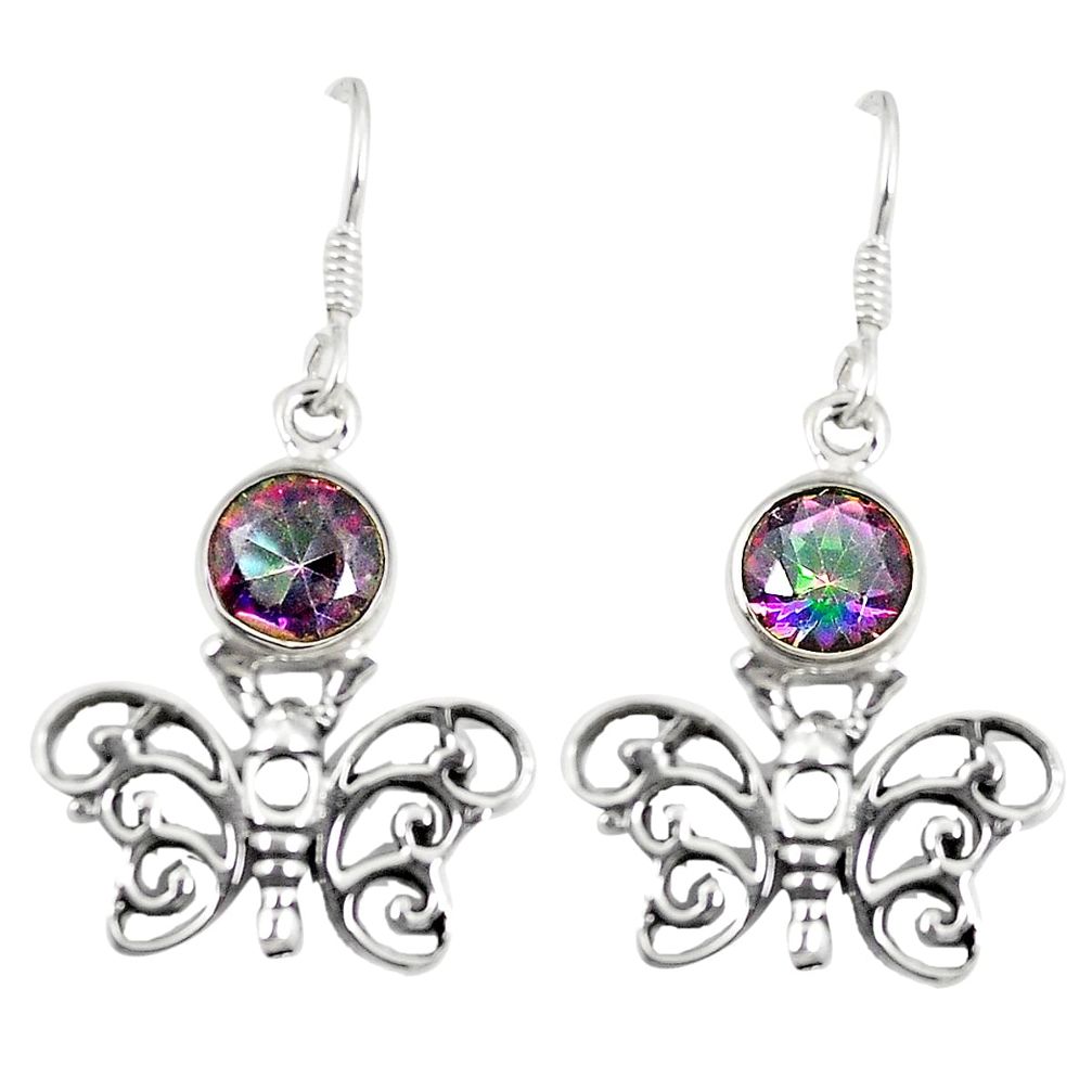 Multi color rainbow topaz 925 sterling silver butterfly earrings d23157