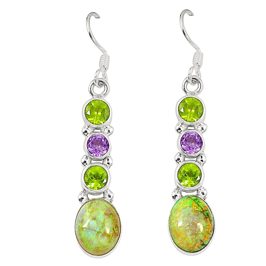 ver multi color sterling opal peridot dangle earrings d23168