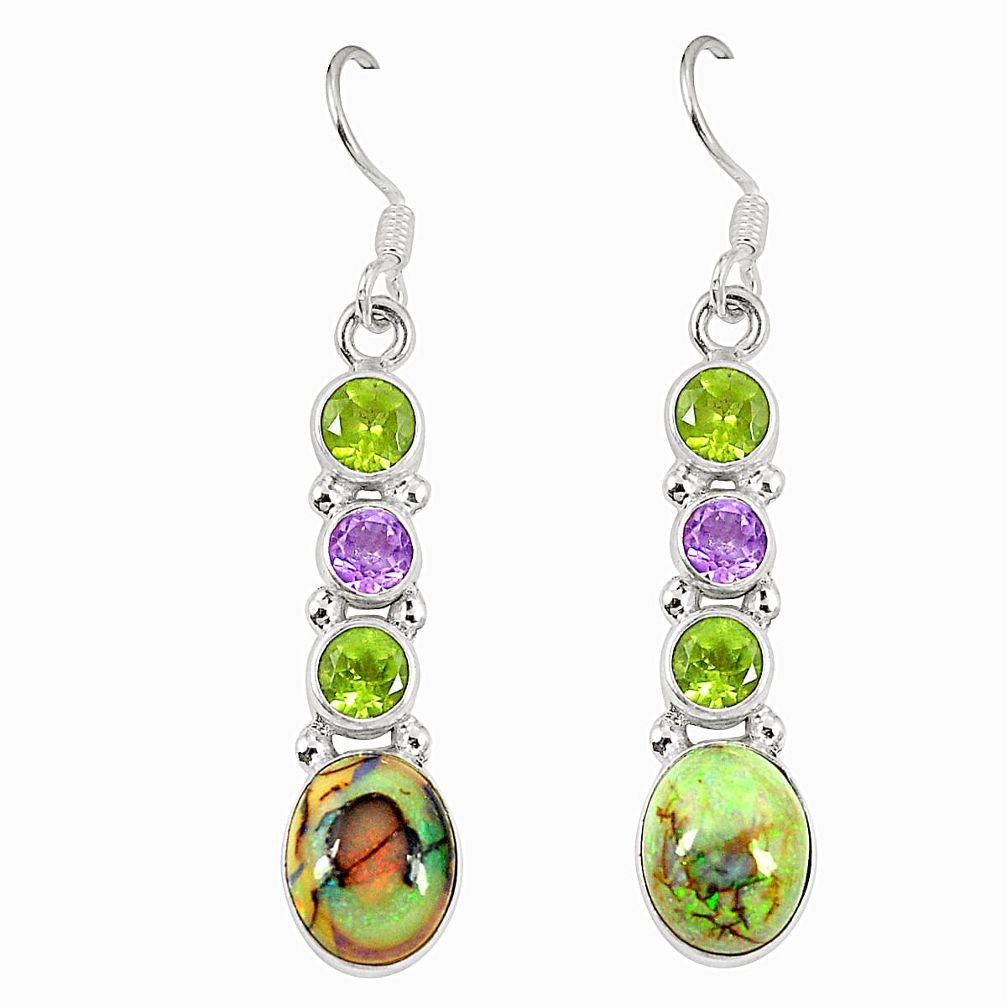 Multi color sterling opal peridot 925 sterling silver dangle earrings d23172