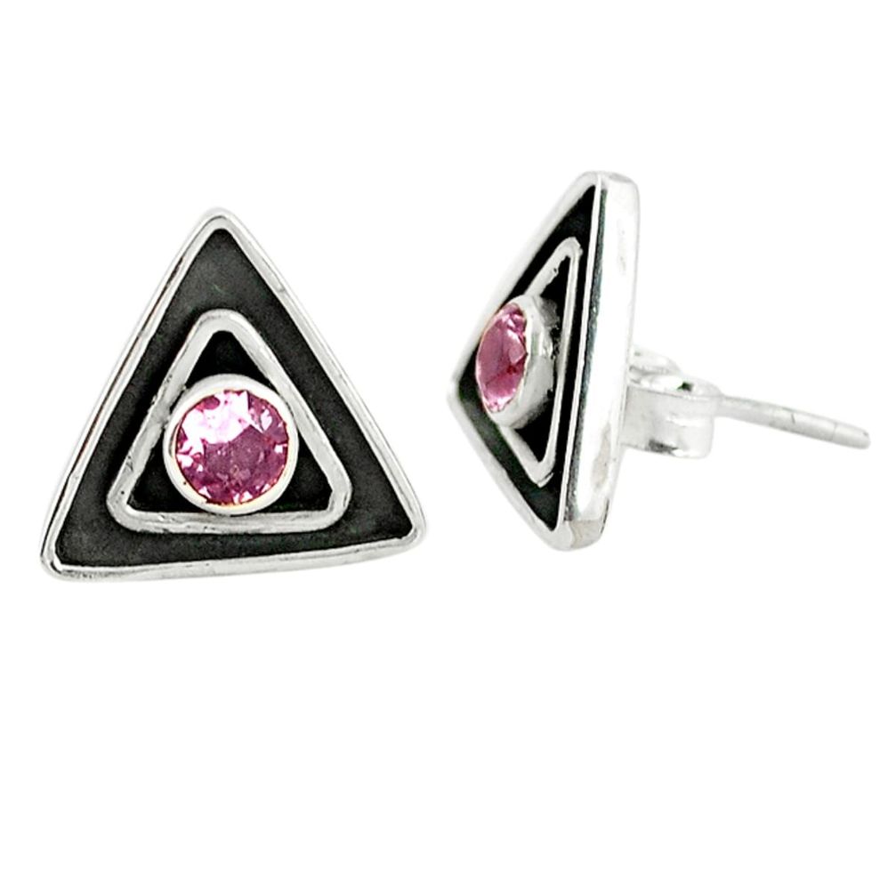 Pink kunzite (lab) round 925 sterling silver stud earrings jewelry d2320