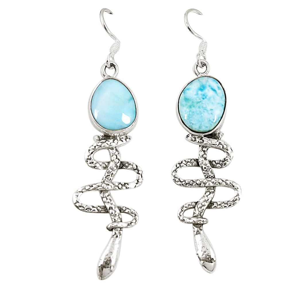 925 sterling silver natural blue larimar fancy snake earrings jewelry d23230