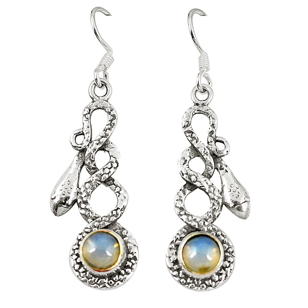 Natural multi color ethiopian opal 925 sterling silver snake earrings d23246