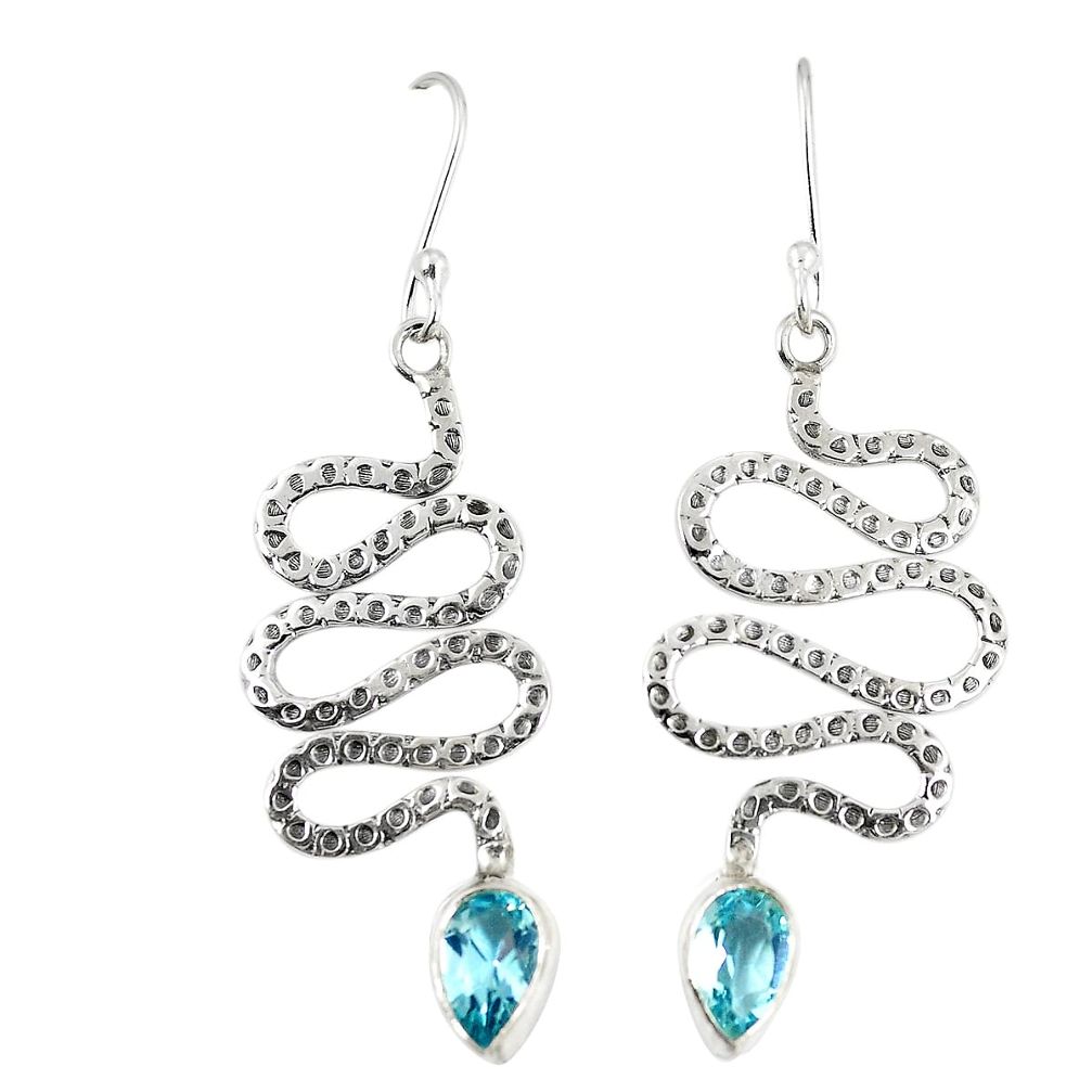 925 sterling silver natural blue topaz snake earrings jewelry d23304